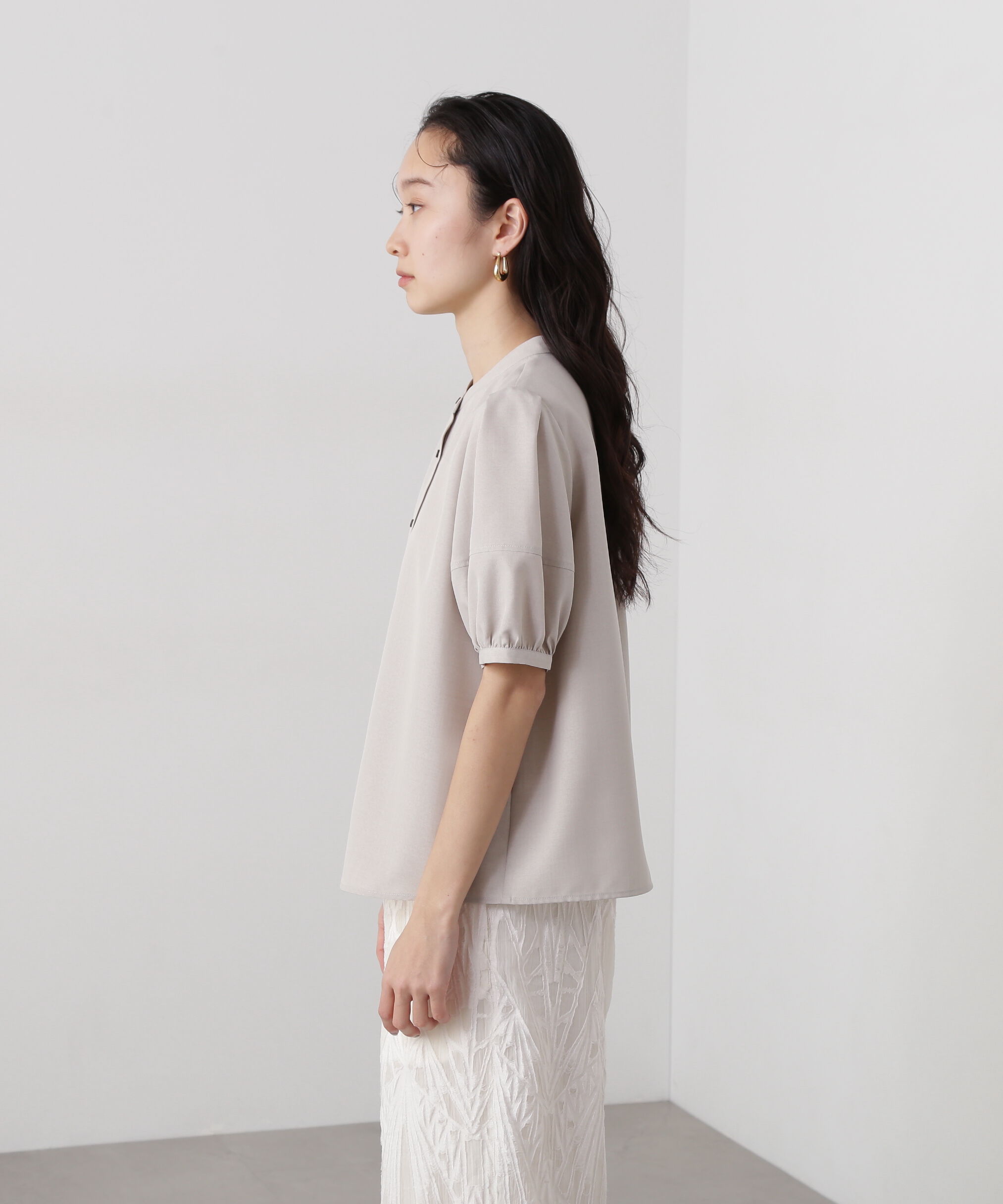  「リネンライク切替スリーブブラウス」|シャツ・ブラウス|