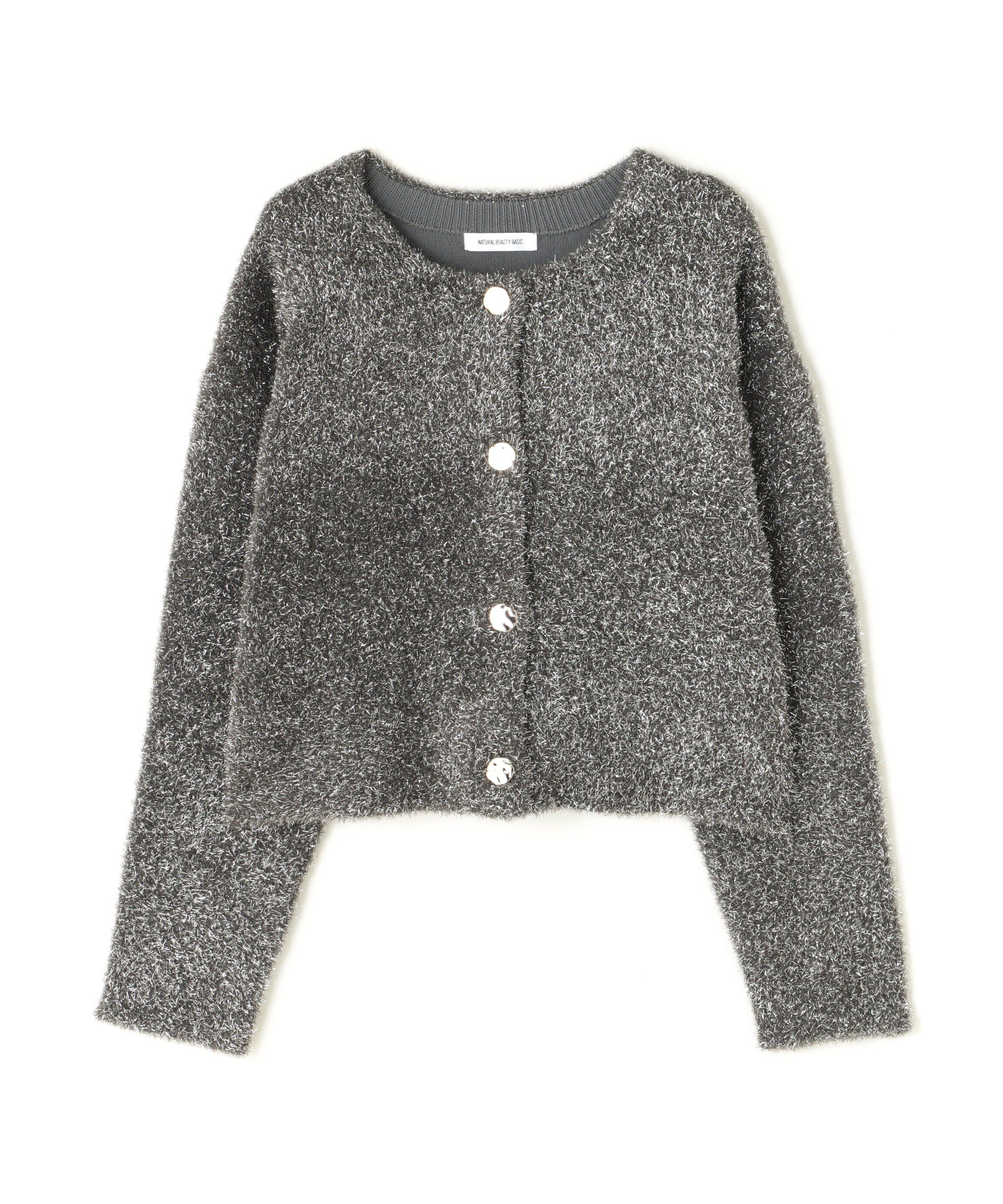  「ラメ接結クロップドニットブルゾン　24AW」|ニット・セーター|