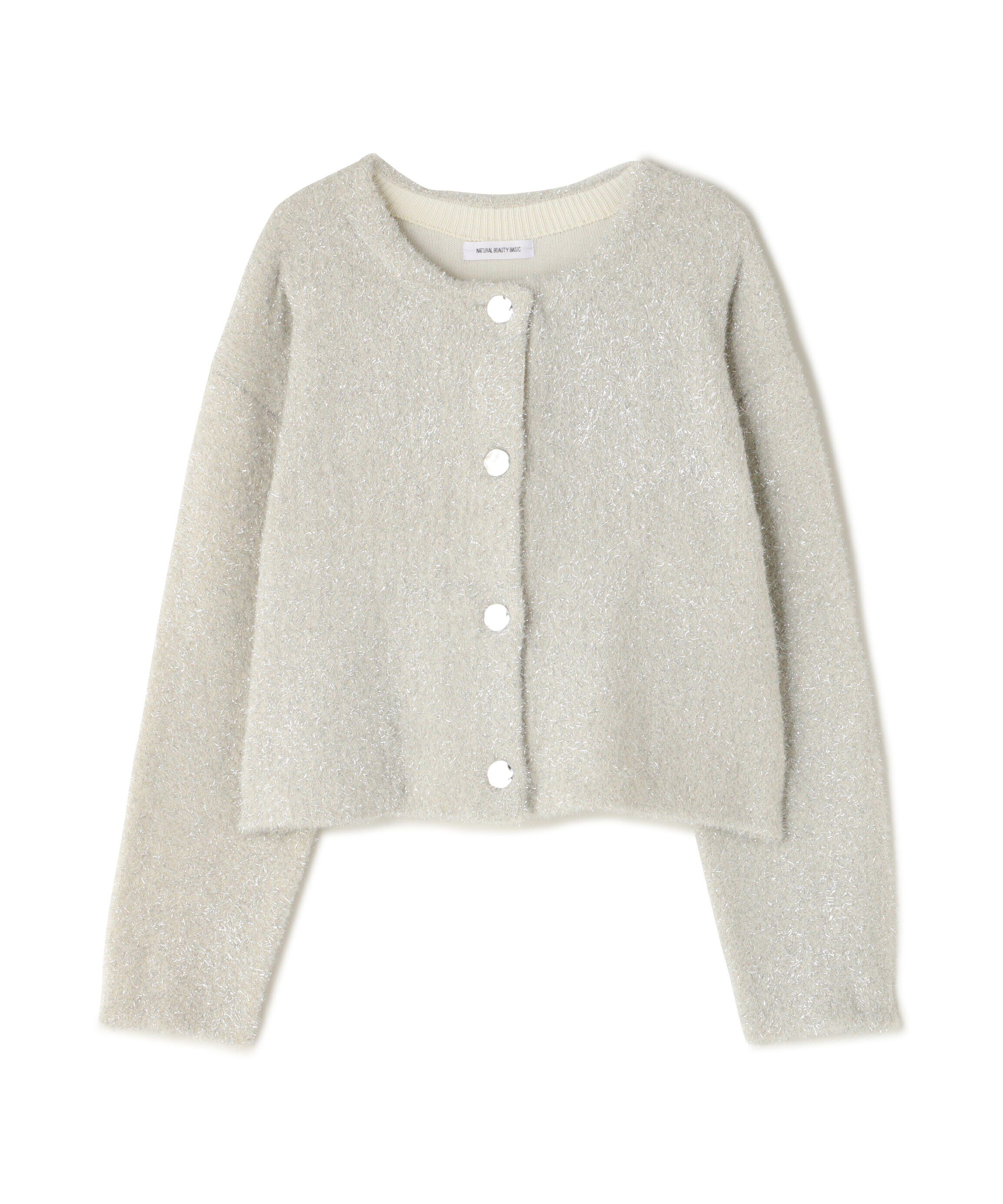  「ラメ接結クロップドニットブルゾン　24AW」|ニット・セーター|