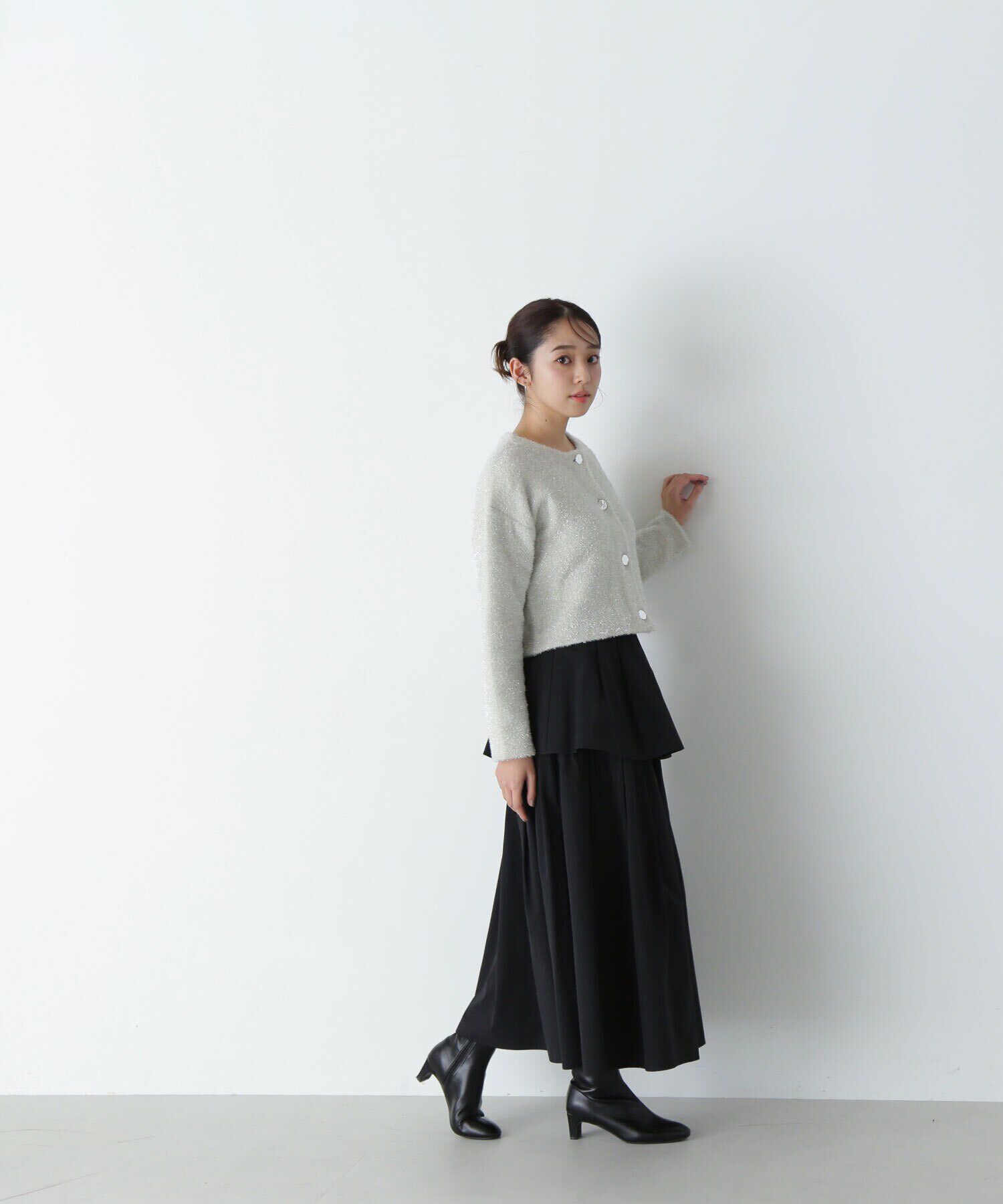  「ラメ接結クロップドニットブルゾン　24AW」|ニット・セーター|