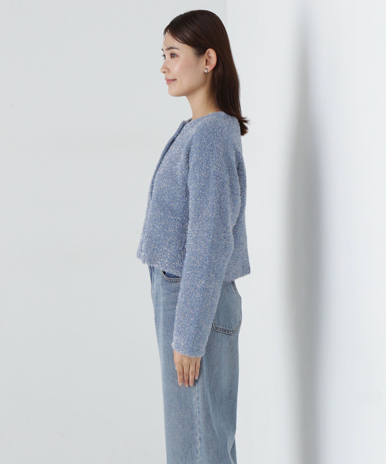  「ラメ接結クロップドニットブルゾン　24AW」|ニット・セーター|