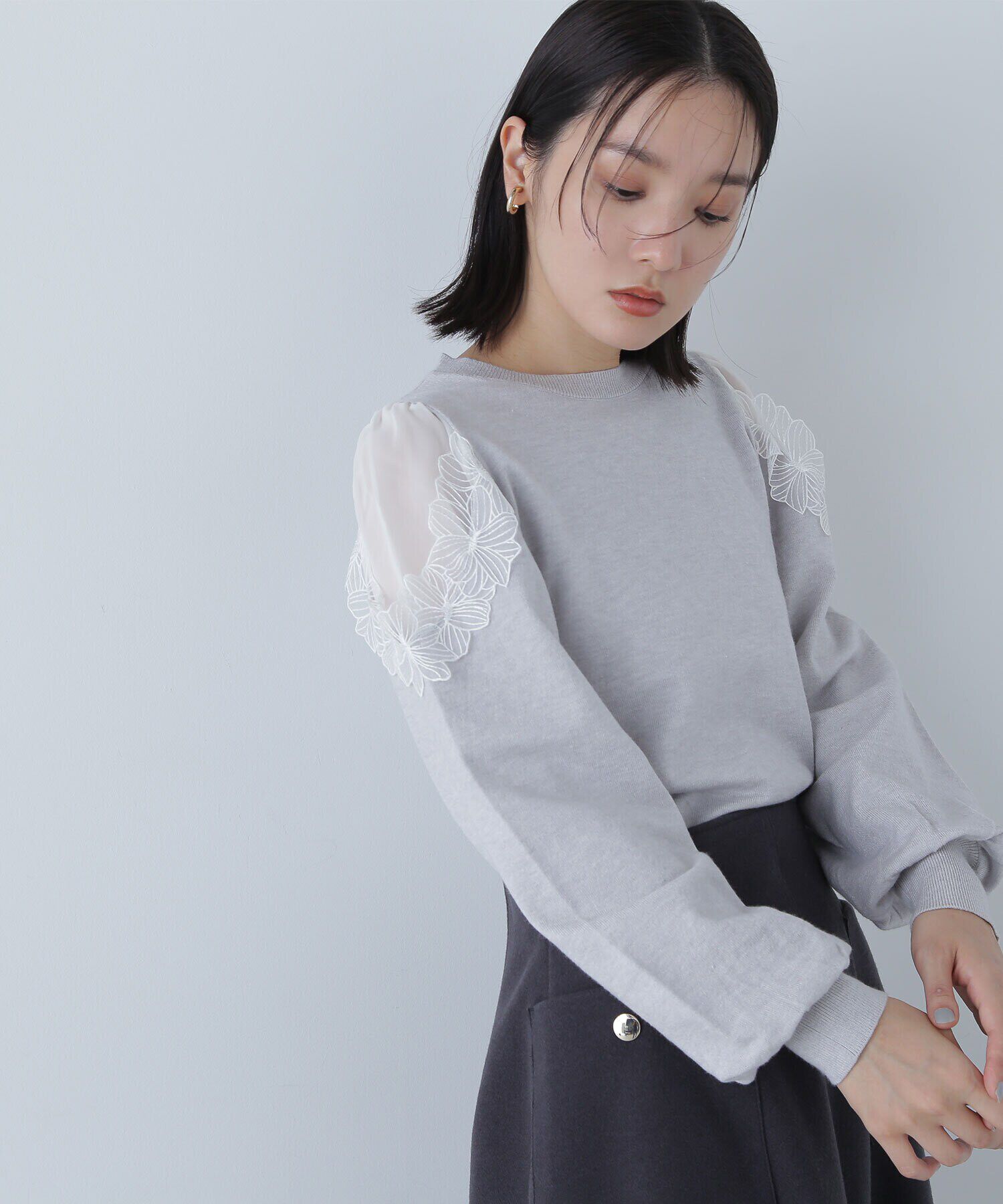  「フラワーレーストリミングニット」|ニット・セーター|