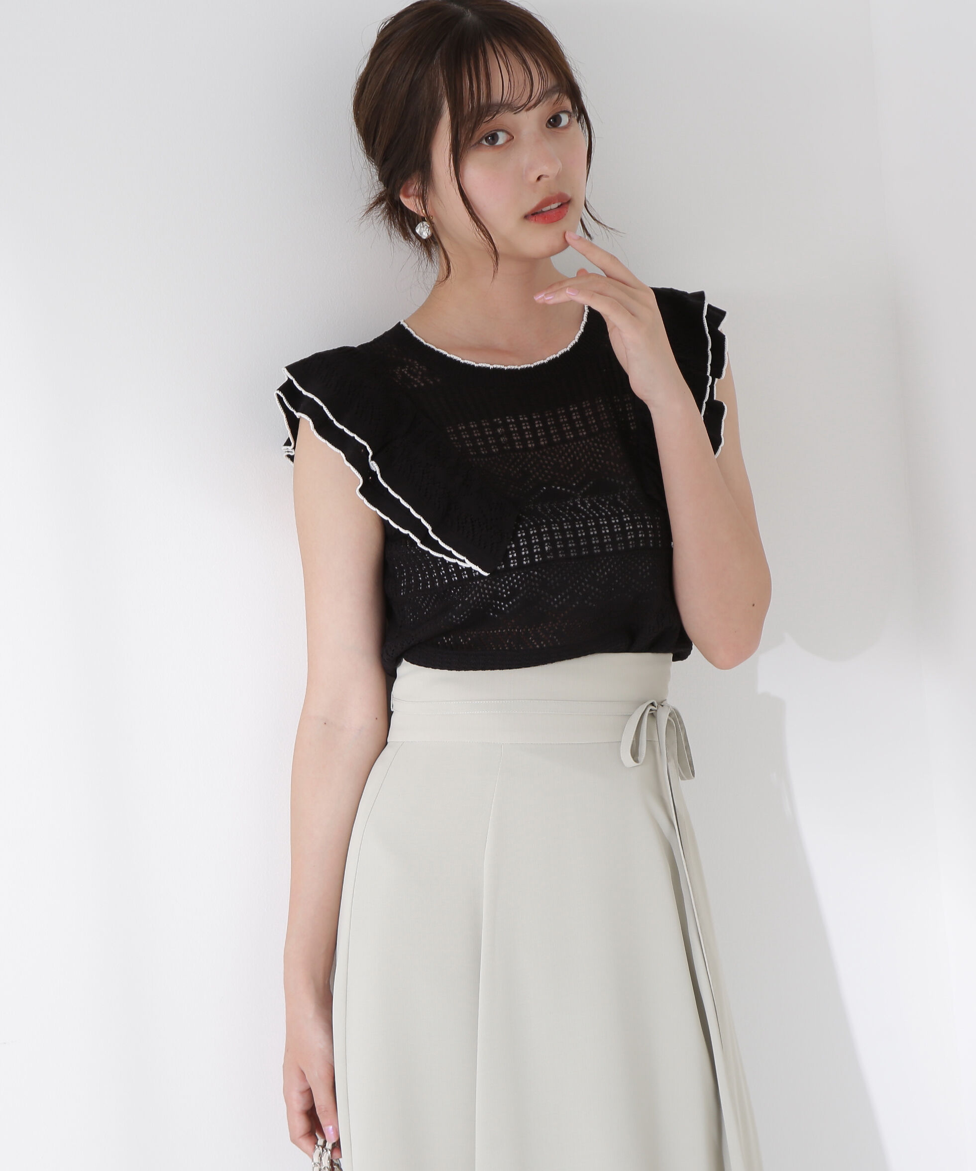 PROPORTION BODY DRESSING「透かし柄フリルニット」|ニット・セーター|