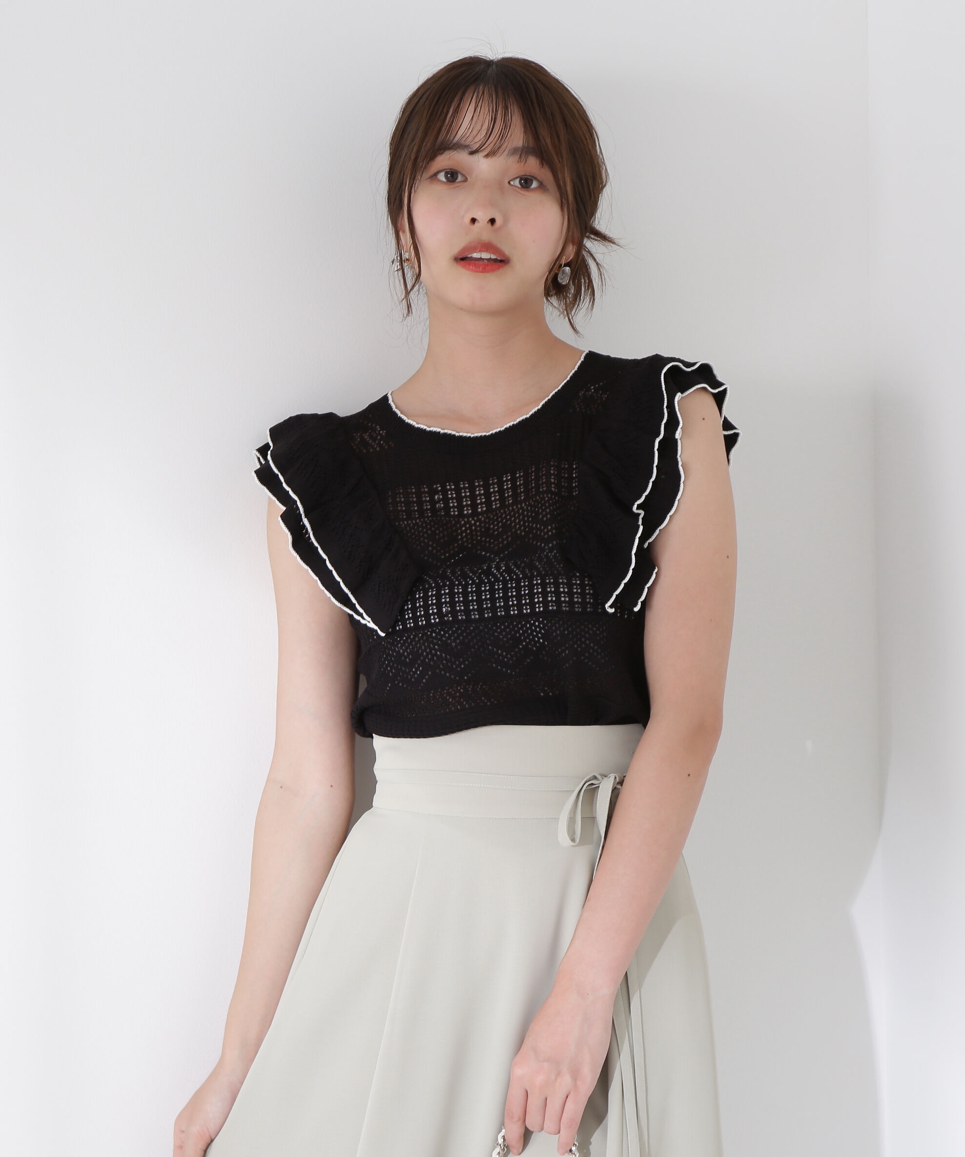 PROPORTION BODY DRESSING「透かし柄フリルニット」|ニット・セーター|