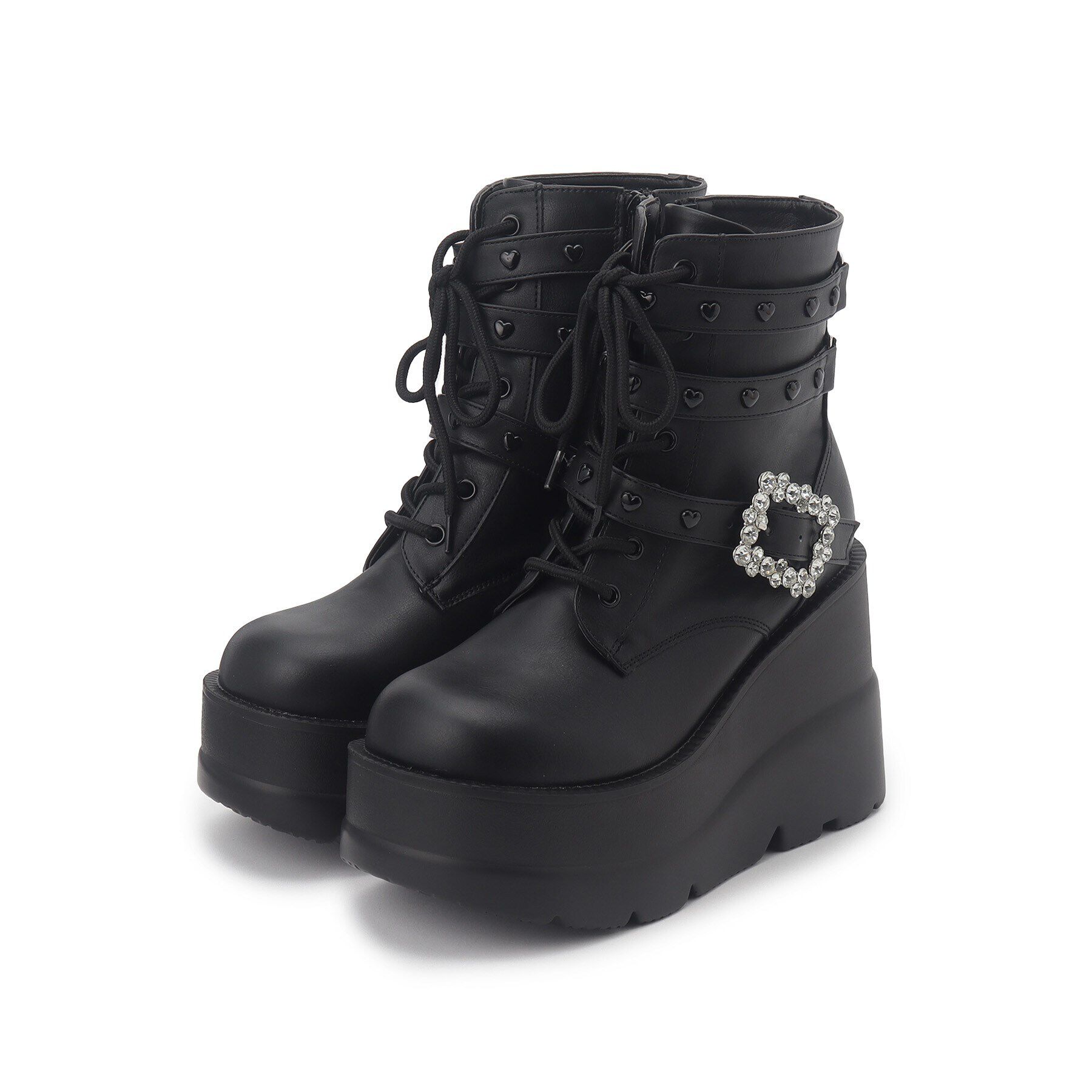 csT&P「厚底ハート付きキラキラベルトブーツ」|ショートブーツ|