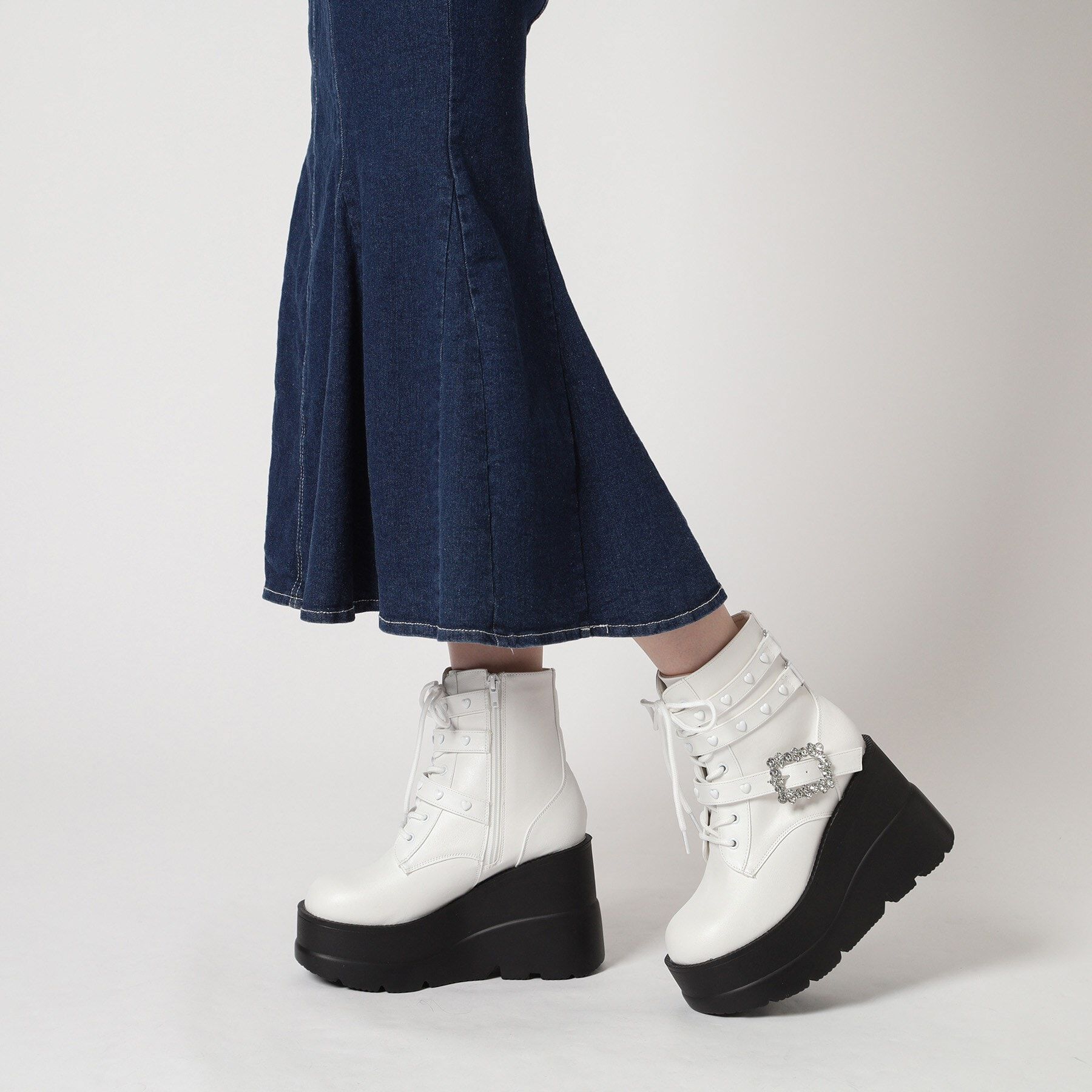 csT&P「厚底ハート付きキラキラベルトブーツ」|ショートブーツ|