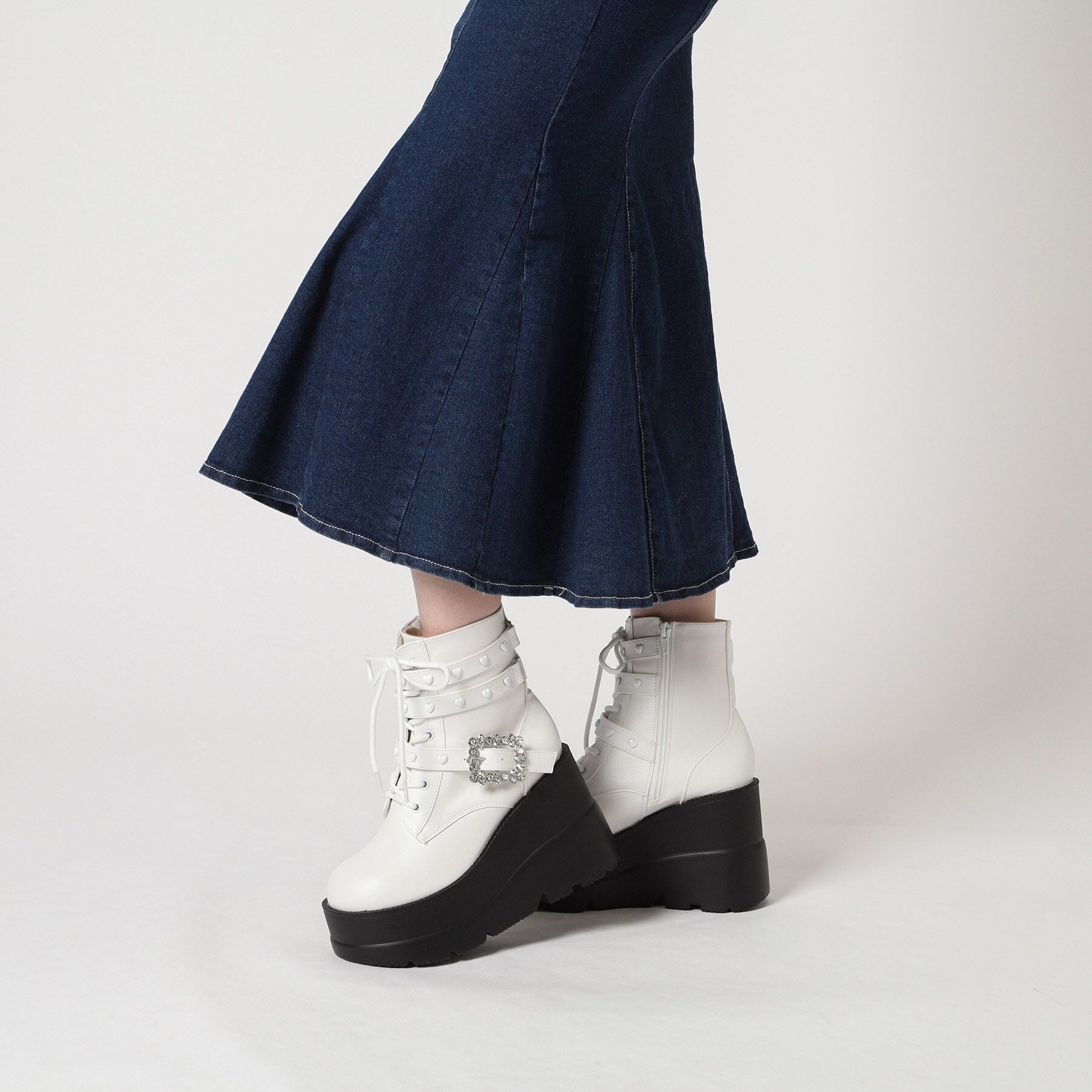 csT&P「厚底ハート付きキラキラベルトブーツ」|ショートブーツ|