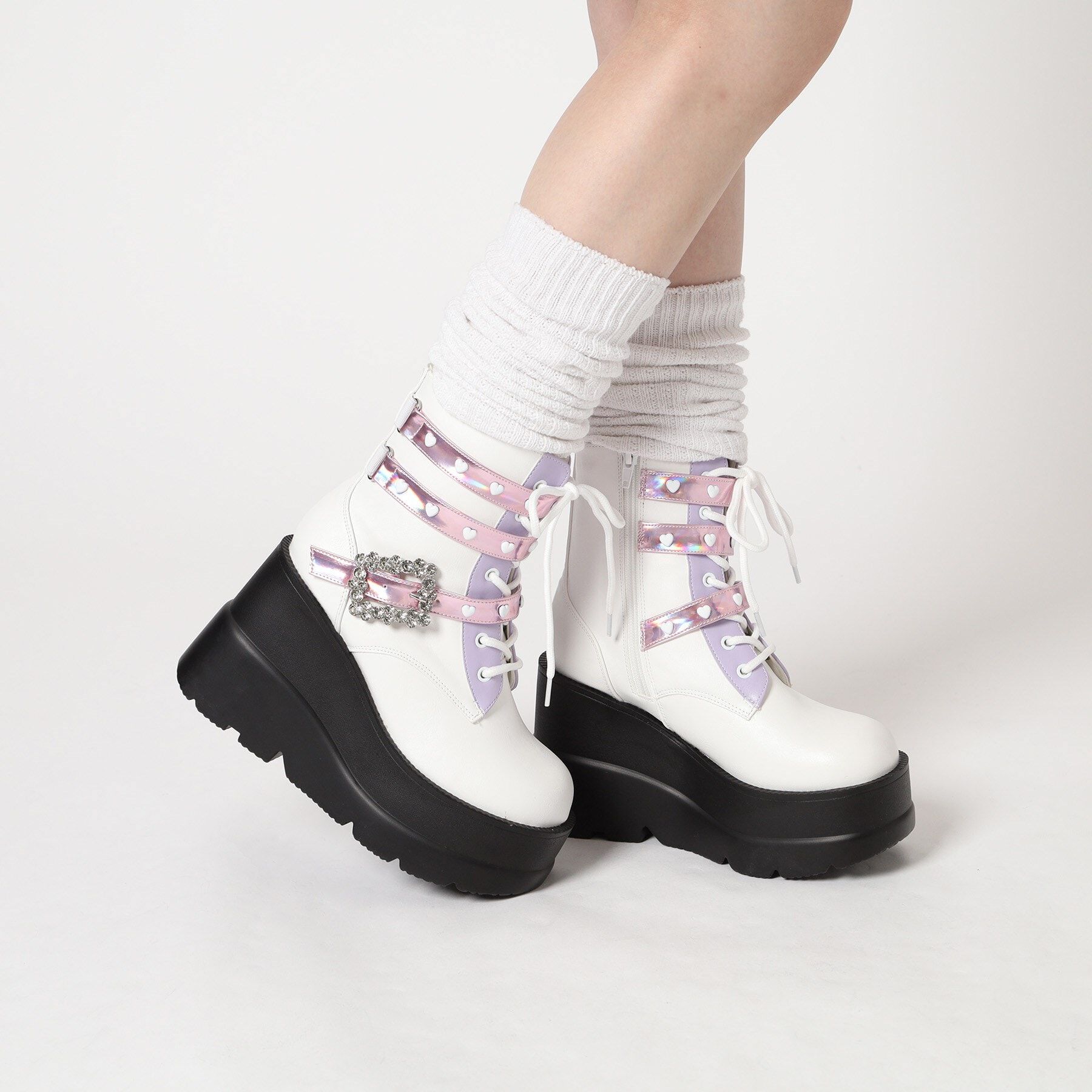 csT&P「厚底ハート付きキラキラベルトブーツ」|ショートブーツ|