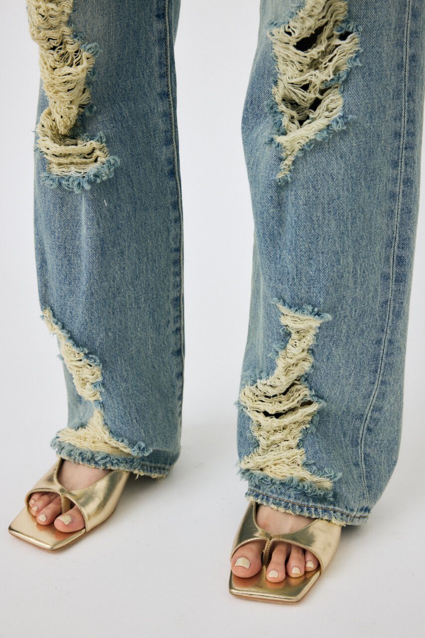 MOUSSY「HIGH DAMAGED STRAIGHT」|デニム|