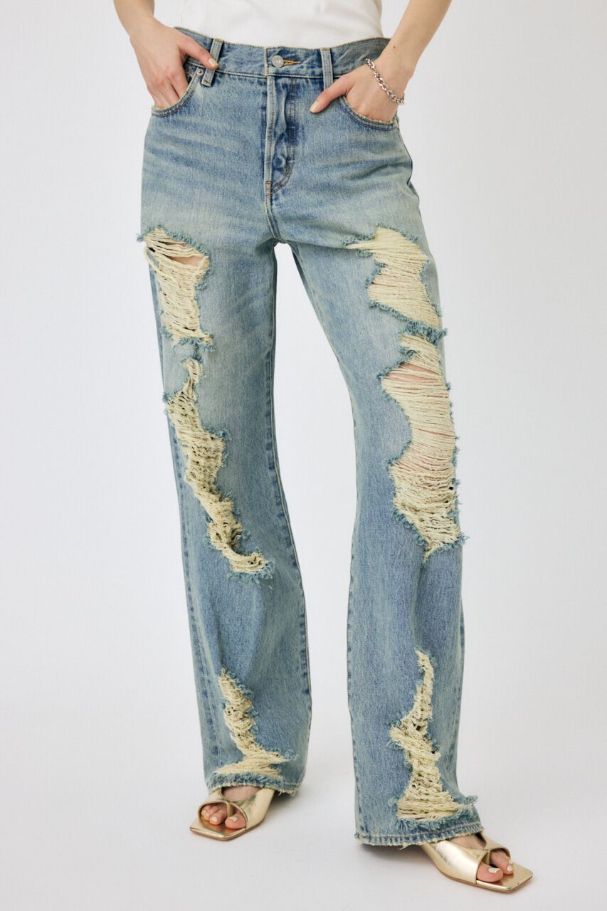 MOUSSY「HIGH DAMAGED STRAIGHT」|デニム|