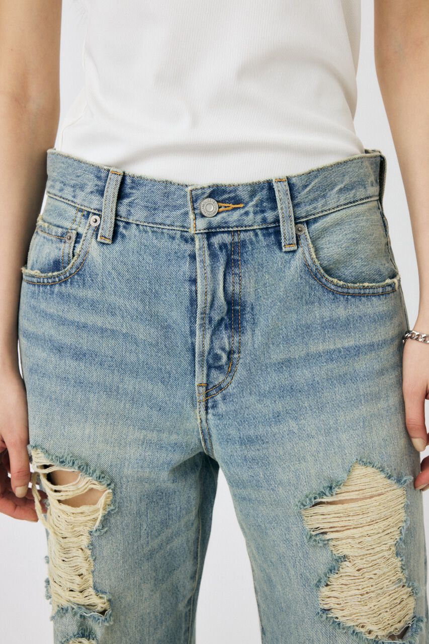 MOUSSY「HIGH DAMAGED STRAIGHT」|デニム|
