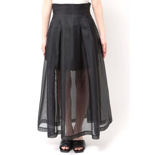 ELENDEEK「【FUJIKO&times;ELENDEEK】2WAY SHEER CHECK FLARED SK」|スカート|