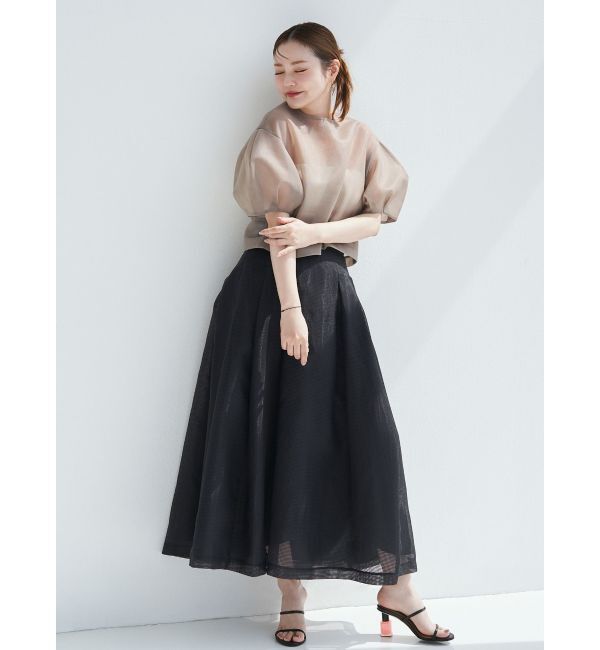 ELENDEEK「【FUJIKO&times;ELENDEEK】2WAY SHEER CHECK FLARED SK」|スカート|