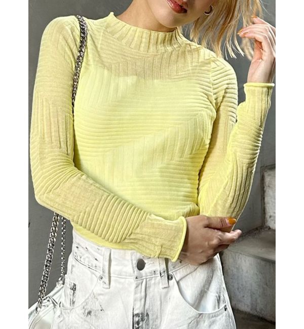 MURUA「ランダムパターンシアーニット」|ニット・セーター|イエロー