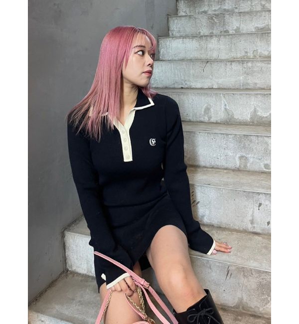 EVRIS「ワンポイントシャツミニニットワンピース」|ワンピース|