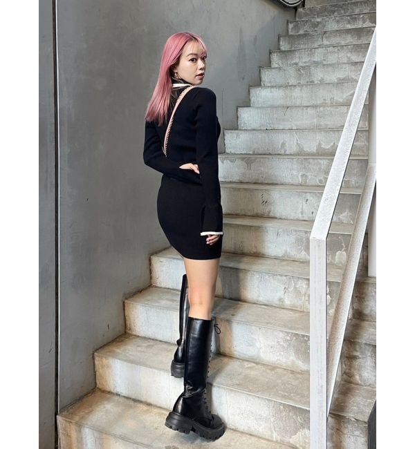 EVRIS「ワンポイントシャツミニニットワンピース」|ワンピース|