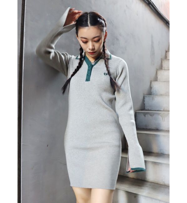 EVRIS「ワンポイントシャツミニニットワンピース」|ワンピース|