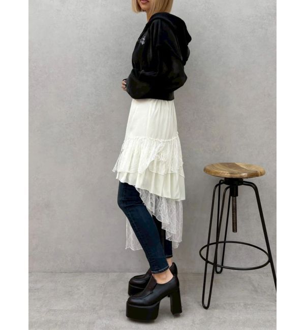 EVRIS「ミックスドッキングアシンメトリースカート」|スカート|