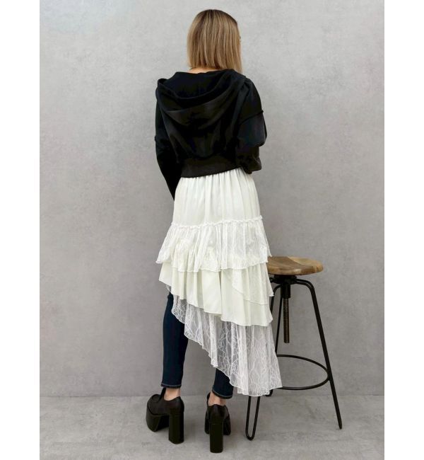 EVRIS「ミックスドッキングアシンメトリースカート」|スカート|