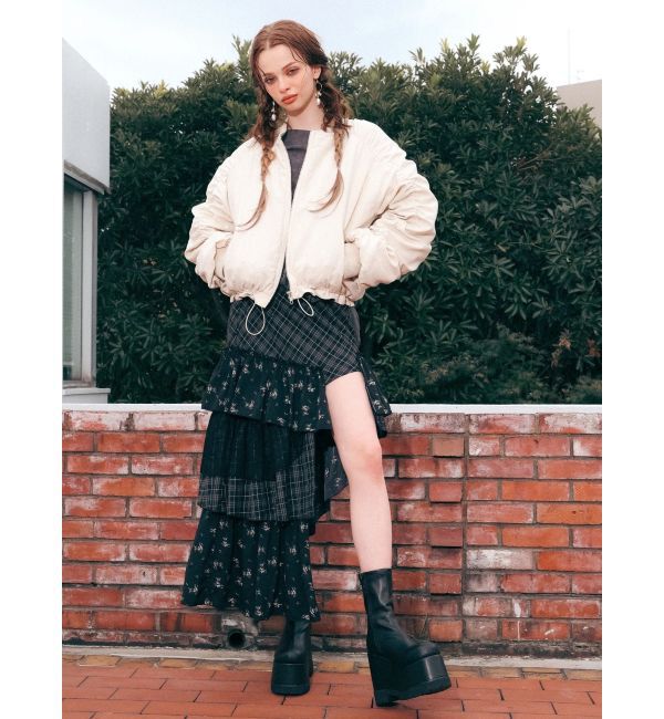 EVRIS「ミックスドッキングアシンメトリースカート」|スカート|