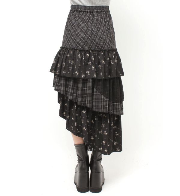 EVRIS「ミックスドッキングアシンメトリースカート」|スカート|