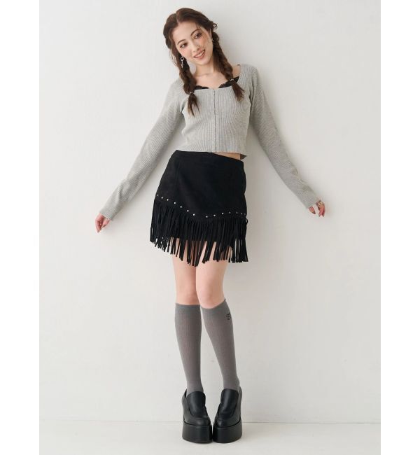 EVRIS「フロントホックレースドッキングニットトップス」|ニット・セーター|