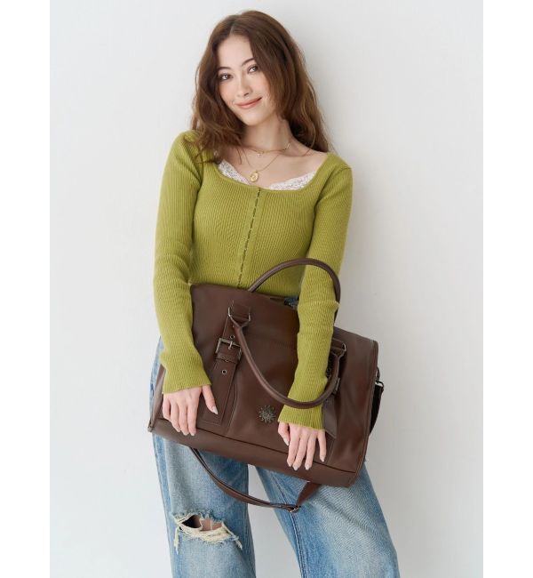 EVRIS「フロントホックレースドッキングニットトップス」|ニット・セーター|