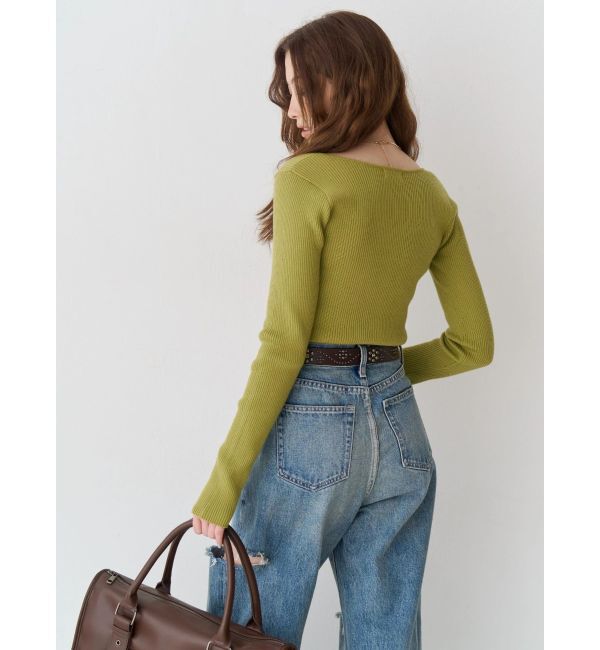 EVRIS「フロントホックレースドッキングニットトップス」|ニット・セーター|