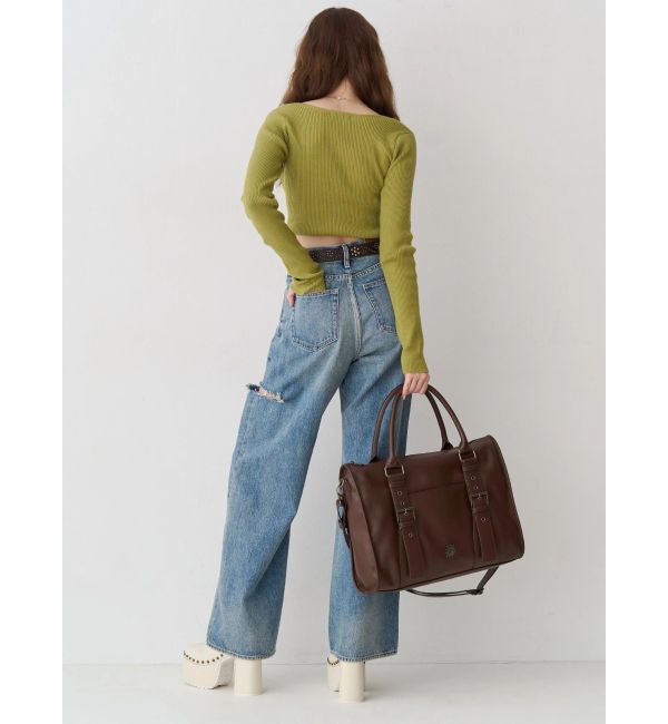 EVRIS「フロントホックレースドッキングニットトップス」|ニット・セーター|