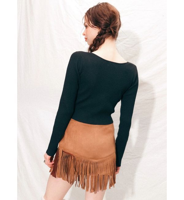 EVRIS「フロントホックレースドッキングニットトップス」|ニット・セーター|