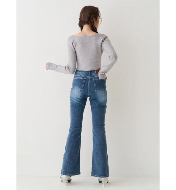 EVRIS「ラインストーンロゴニットトップス」|ニット・セーター|