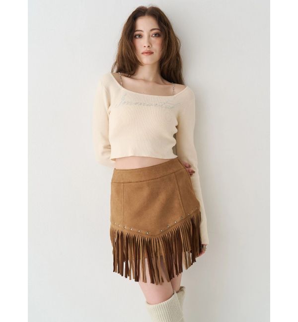 EVRIS「ラインストーンロゴニットトップス」|ニット・セーター|