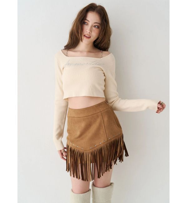 EVRIS「ラインストーンロゴニットトップス」|ニット・セーター|