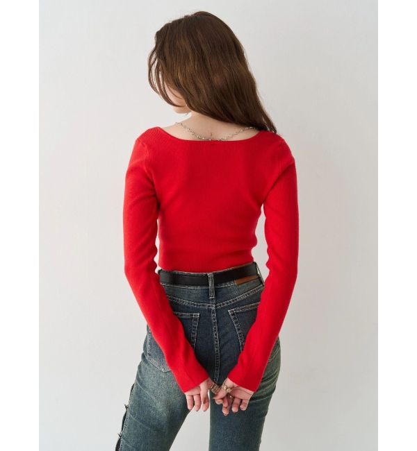 EVRIS「ラインストーンロゴニットトップス」|ニット・セーター|