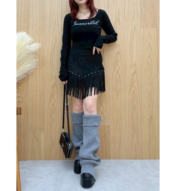 EVRIS「ラインストーンロゴニットトップス」|ニット・セーター|