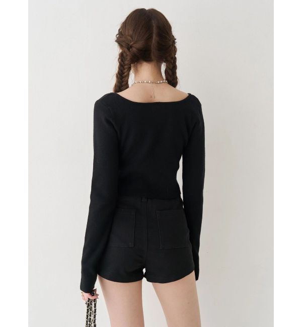 EVRIS「ラインストーンロゴニットトップス」|ニット・セーター|