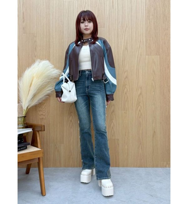 EVRIS「ラインストーンロゴニットトップス」|ニット・セーター|