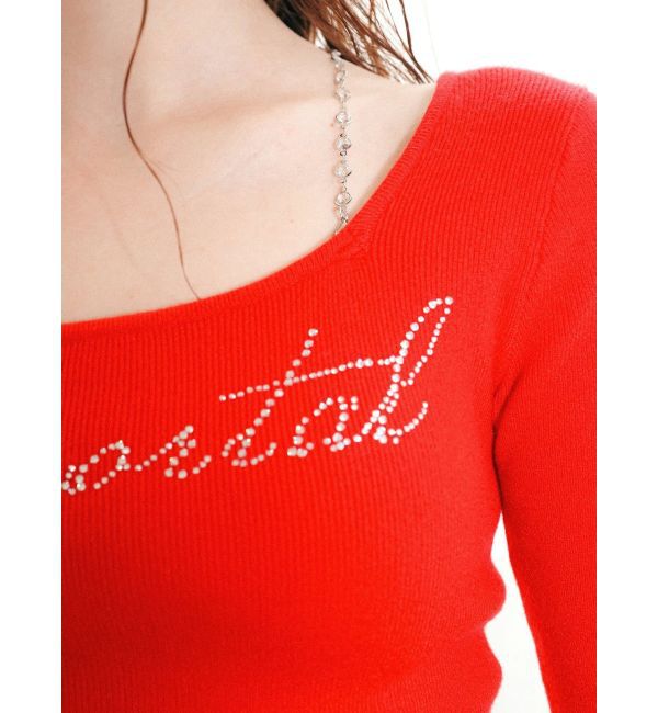 EVRIS「ラインストーンロゴニットトップス」|ニット・セーター|