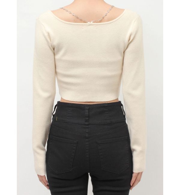 EVRIS「ラインストーンロゴニットトップス」|ニット・セーター|