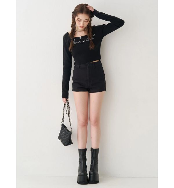 EVRIS「ラインストーンロゴニットトップス」|ニット・セーター|