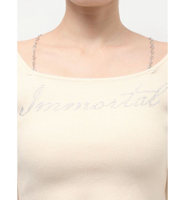 EVRIS「ラインストーンロゴニットトップス」|ニット・セーター|