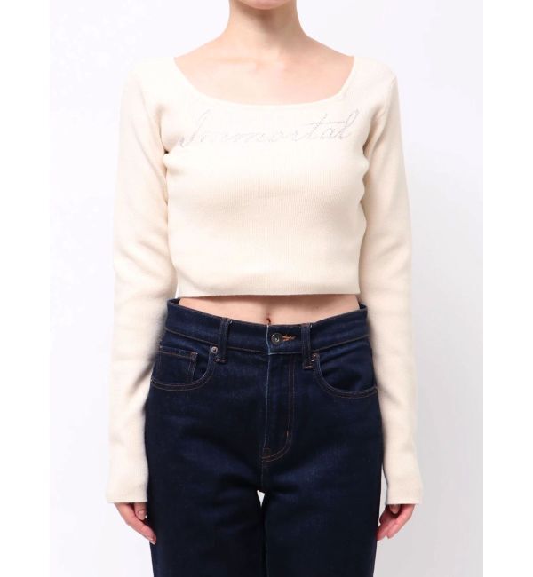 EVRIS「ラインストーンロゴニットトップス」|ニット・セーター|