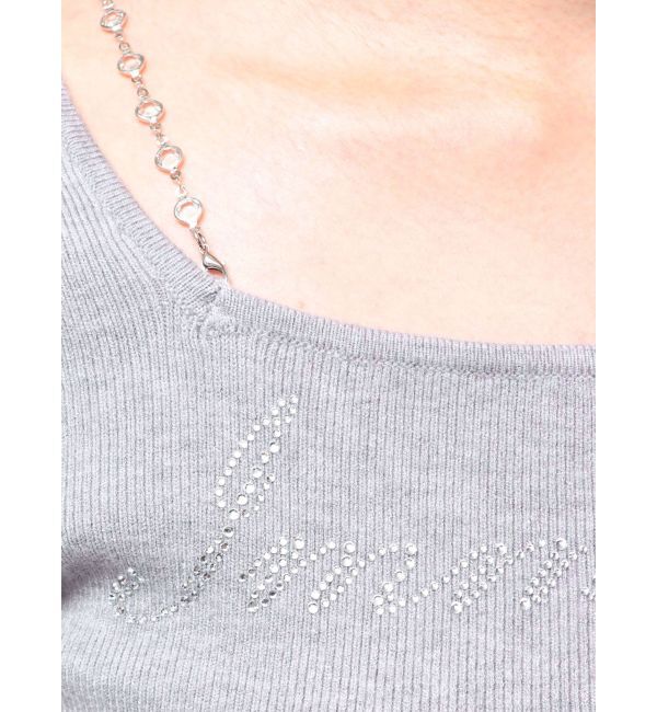 EVRIS「ラインストーンロゴニットトップス」|ニット・セーター|