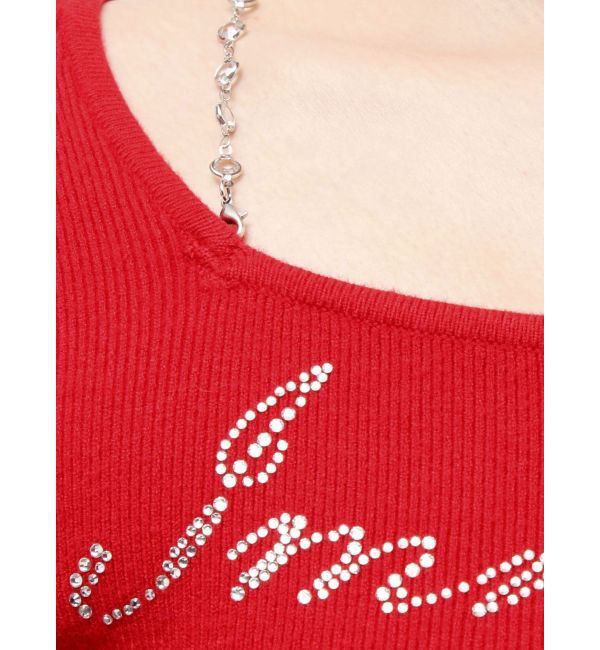 EVRIS「ラインストーンロゴニットトップス」|ニット・セーター|