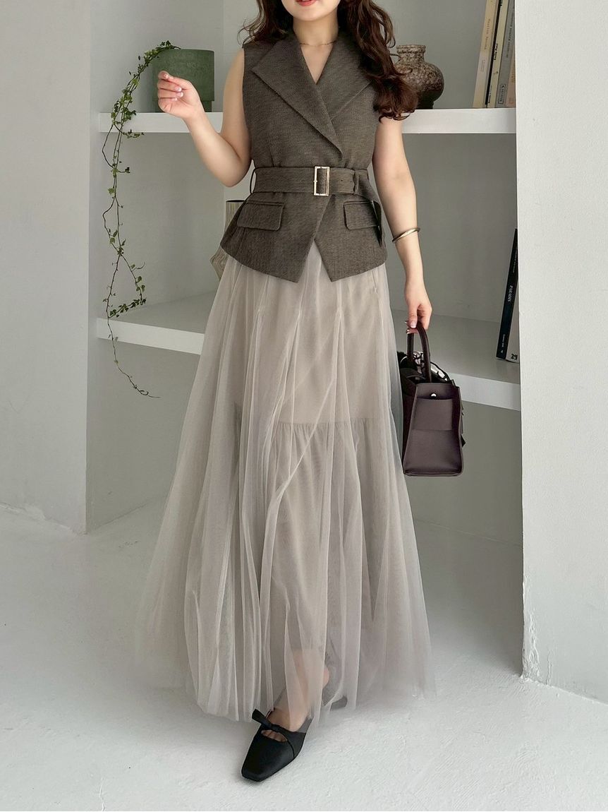 ブラウン ベスト・チュールスカートセットアップ 00サイズ】ジレチュールスカートセットアップ（FRAY I.D）｜ルミネの