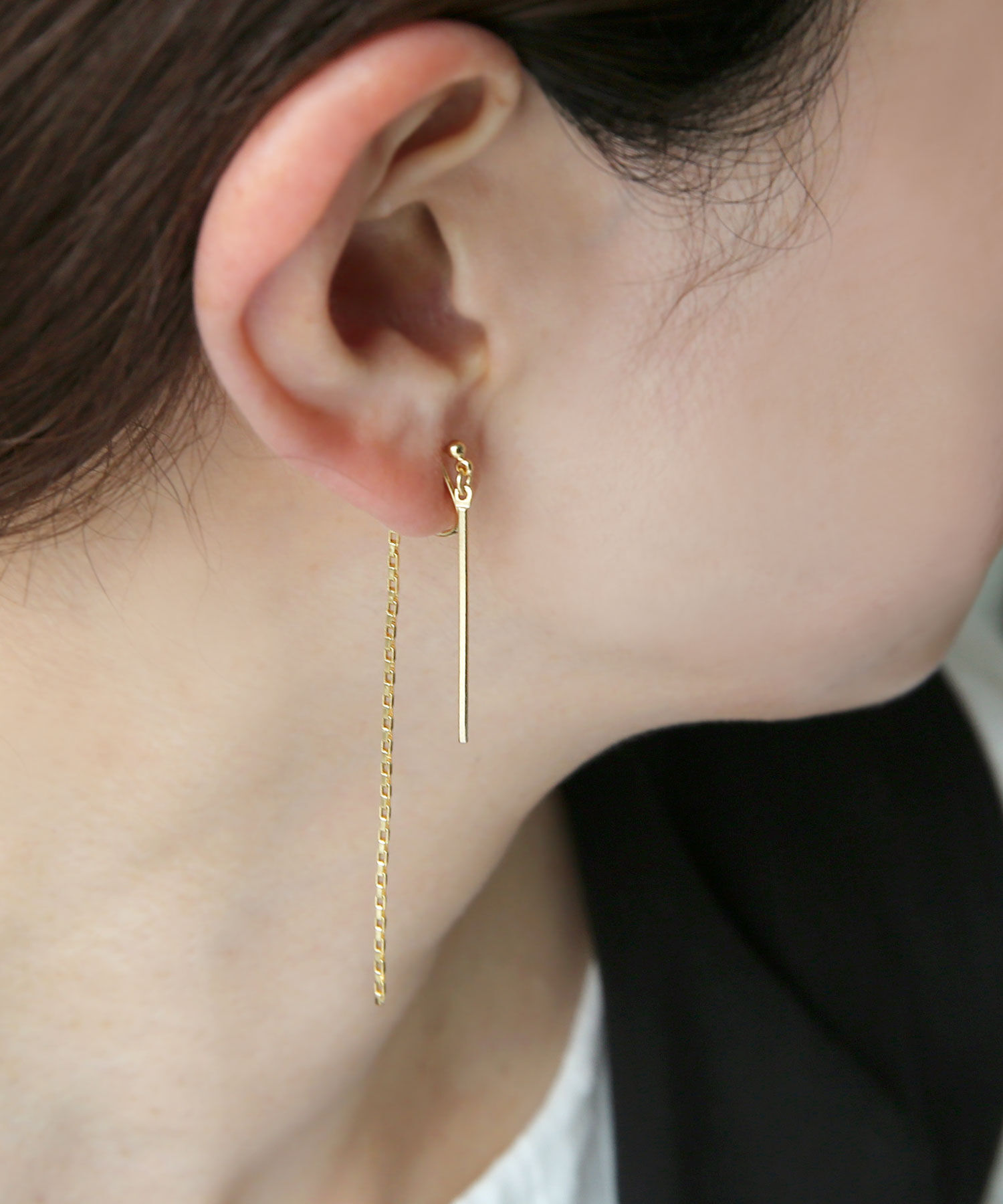 colleca la「ノンホール・バーとロングチェーンのイヤリング」|イヤリング|