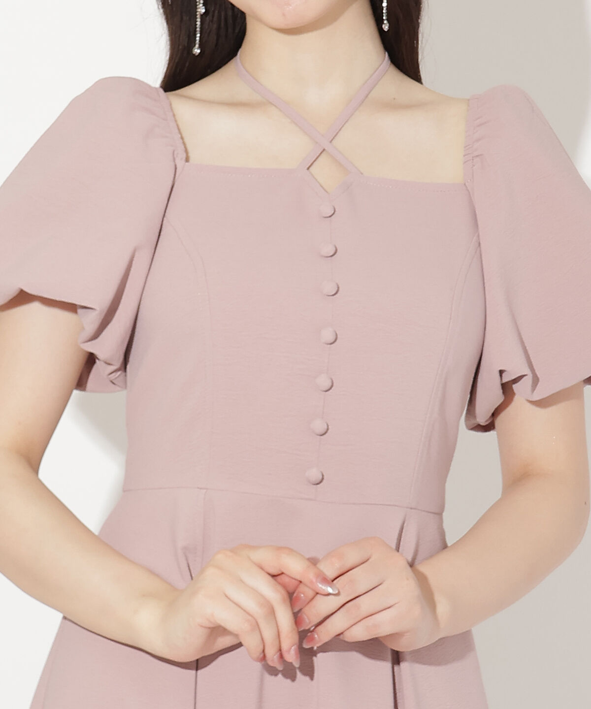 WILLSELECTION「クロスネックバルーンスリーブワンピース」|ワンピース|