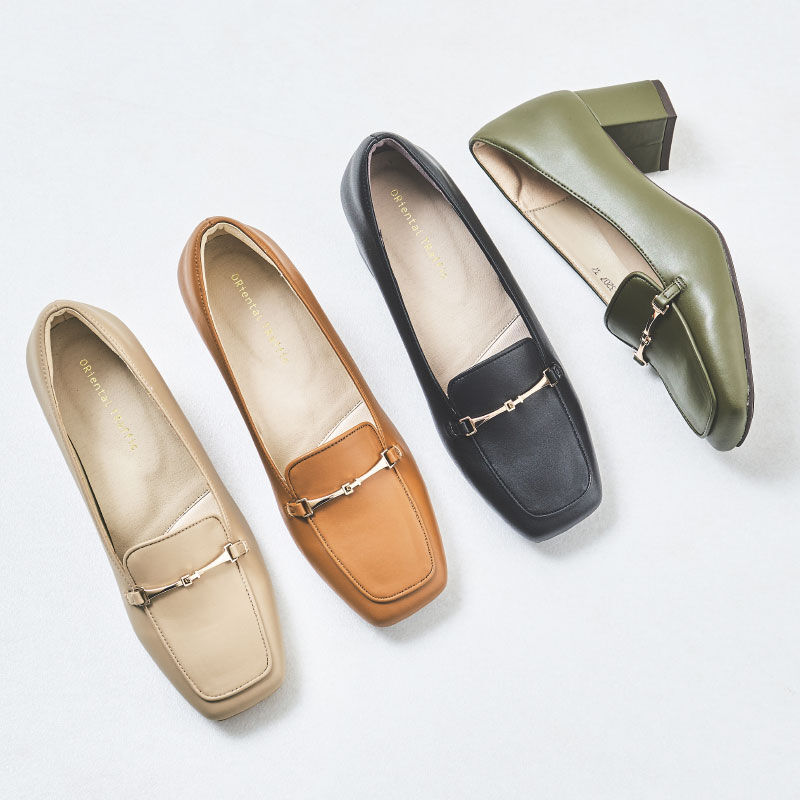 ORiental TRaffic「【跳べるパンプス/シリーズ累計１５０万足突破】ビットモチーフ/R-3207 ヒール ローファー」|パンプス|CAMEL