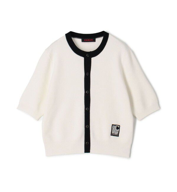 キャバン コットンカシミヤバイカラーカーディガン コットンカシミヤ バイカラークルーネックカーディガン（カーディガン