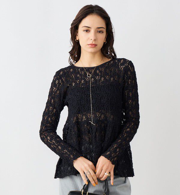 NOLLEY’S/ウォッシャブルストレッチレースペプラムプルオーバー